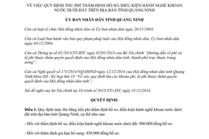 Quyết định 3389/2014/QĐ-UBND phí thẩm định hồ sơ điều kiện hành nghề khoan nước dưới đất Quảng Ninh