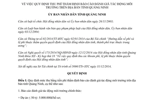 Quyết định 3418/2014/QĐ-UBND thu phí thẩm định báo cáo đánh giá tác động môi trường Quảng Ninh