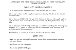 Quyết định 3420/2014/QĐ-UBND thu phí đo đạc lập bản đồ địa chính Quảng Ninh