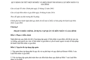 Nghị định 126/2014/NĐ-CP quy định chi tiết một số điều biện pháp thi hành Luật Hôn nhân gia đình