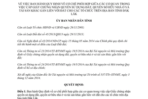 Quyết định 47/2014/QĐ-UBND cấp Giấy chứng nhận quyền sử dụng đất quyền sở hữu nhà ở Đăk Lăk