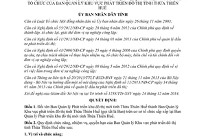 Quyết định 2846/QĐ-UBND đổi tên nhiệm vụ quyền hạn cơ cấu tổ chức ban quản lý Thừa Thiên Huế 2015