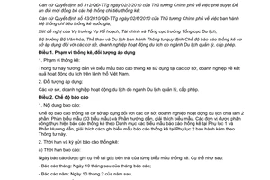 Thông tư 26/2014/TT-BVHTTDL Chế độ báo cáo thống kê cơ sở đối với doanh nghiệp hoạt động du lịch