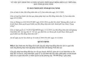 Quyết định 3367/2014/QĐ-UBND thu phí cấp giấy phép hoạt động điện lực Quảng Ninh