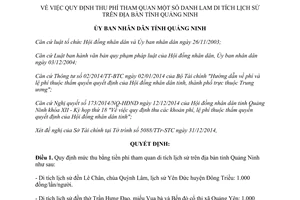 Quyết định 3370/2014/QĐ-UBND thu phí tham quan di tích lịch sử Quảng Ninh