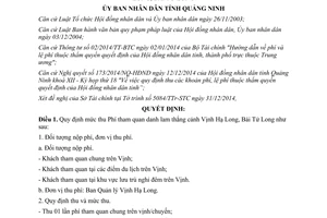 Quyết định 3366/2014/QĐ-UBND Phí tham quan danh lam thắng cảnh Vịnh Hạ Long Quảng Ninh