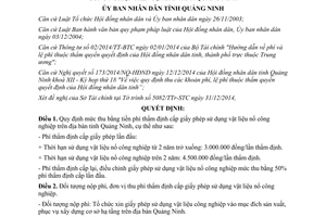 Quyết định 3364/2014/QĐ-UBND phí thẩm định cấp giấy phép sử dụng vật liệu nổ công nghiệp Quảng Ninh