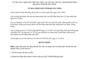 Quyết định 3361/2014/QĐ-UBND mức thu phí thư viện Quảng Ninh