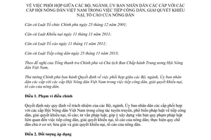 Quyết định 81/2014/QĐ-TTg phối hợp Bộ ngành Ủy ban các cấp Hội Nông dân tiếp công dân giải quyết khiếu nại tố cáo