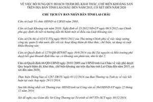 Quyết định 1807/QĐ-UBND bổ sung quy hoạch thăm dò khai thác chế biến khoáng sản Lai Châu 2014