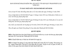Quyết định 6550/QĐ-UBND 2014 Kế hoạch kiểm tra rà soát văn bản quy phạm pháp luật 2015 Hồ Chí Minh