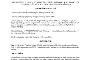 Quyết định 2407/QĐ-TTg năm 2014 Quy hoạch phát triển khu công nghệ thông tin tập trung đến 2020 định hướng 2025