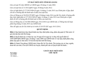 Quyết định 26/2014/QĐ-UBND phân cấp quản lý nhà nước về Giá Hà Giang