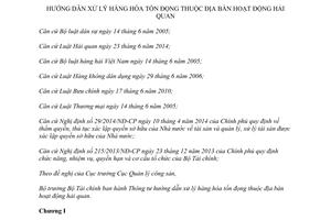 Thông tư 203/2014/TT-BTC hướng dẫn xử lý hàng hóa tồn đọng thuộc địa bàn hoạt động hải quan