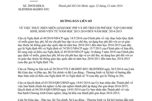 Hướng dẫn liên sở 20930/HDLS-SLĐTBXH-SGDĐT-STC 2014 miễn giảm hỗ trợ học phí cho học sinh sinh viên Hồ Chí Minh