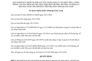 Quyết định 44/2014/QĐ-UBND đơn giá bồi thường khi Nhà nước thu hồi đất Quảng Nam