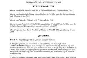 Quyết định 55/2014/QĐ-UBND quyết toán ngân sách 2013 Bình Dương