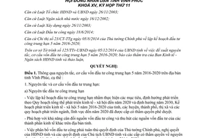 Nghị quyết 154/NQ-HĐND kế hoạch đầu tư công trung hạn 5 năm 2016 2020 Vĩnh Phúc 2014