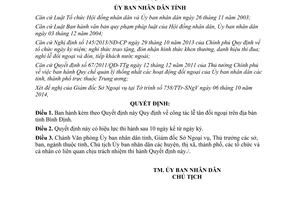 Quyết định 31/2014/QĐ-UBND công tác lễ tân đối ngoại Bình Định