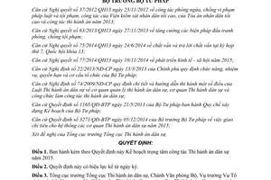Quyết định 3449/QĐ-BTP 2014 ban hành Kế hoạch trọng tâm công tác thi hành án dân sự năm 2015