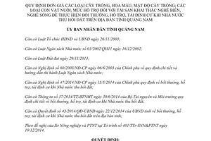 Quyết định 45/2014/QĐ-UBND giá cây trồng vật nuôi hỗ trợ tái định cư khi thu hồi đất Quảng Nam