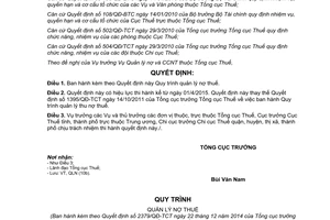 Quyết định 2379/QĐ-TCT 2014 Quy trình quản lý nợ thuế