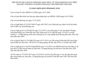 Quyết định 71/2014/QĐ-UBND thăm dò khai thác sử dụng khoáng sản Kon Tum đến 2020 tầm nhìn 2030