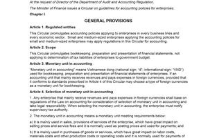 Circular No. 200/2014/TT-BTC on guidelines for accounting policies for enterprises
