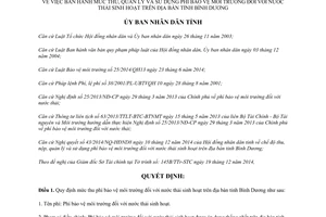 Quyết định 66/2014/QĐ-UBND thu quản lý sử dụng phí bảo vệ môi trường nước thải sinh hoạt Bình Dương
