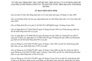 Quyết định 61/2014/QĐ-UBND phí lệ phí trong lĩnh vực tài nguyên nước Bình Dương
