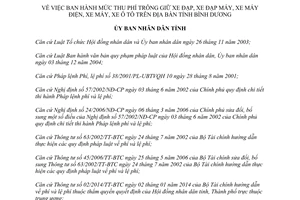 Quyết định 57/2014/QĐ-UBND thu phí giữ xe đạp xe máy xe máy điện xe đạp máy xe ô tô Bình Dương
