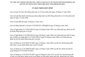 Quyết định 63/2014/QĐ-UBND thu nộp quản lý sử dụng phí thẩm định cấp quyền sử dụng đất Bình Dương