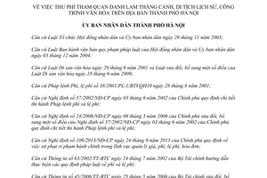 Quyết định 88/2014/QĐ-UBND thu phí tham quan danh lam thắng cảnh di tích lịch sử công trình văn hóa thành phố Hà Nội