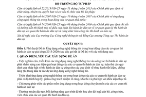 Quyết định 3416/QĐ-BTP năm 2014 Ứng dụng công nghệ thông tin hoạt động cơ quan thi hành án dân sự 2015 2020