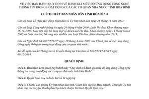 Quyết định 2164/QĐ-UBND 2014 mức độ ứng dụng Công nghệ thông tin trong hoạt động cơ quan nhà nước Hòa Bình