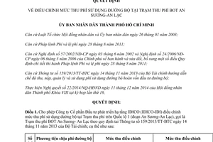 Quyết định 6360/QĐ-UBND 2014 điều chỉnh mức thu phí sử dụng đường bộ BOT Hồ Chí Minh