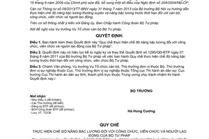 Quyết định 3466/QĐ-BTP năm 2014 chế độ nâng bậc lương công viên chức người lao động