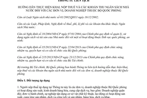 Thông tư liên tịch 206/2014/TTLT/BTC-BQP hướng dẫn khai nộp thuế các khoản thu ngân sách nhà nước đơn vị doanh nghiệp