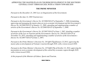 Decision No. 2350/QD-TTg 2014 development in the southern central coast through 2020 2030