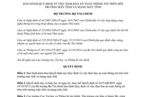 Quyết định 3317/QĐ-BTC 2014 đảm bảo an toàn thông tin trên môi trường mạng máy tính