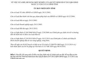 Quyết định 92/2014/QĐ-UBND sửa đổi 07/2012/QĐ-UBND chính sách ưu đãi hỗ trợ đầu tư Hà Tĩnh