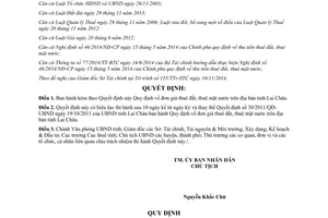 Quyết định 37/2014/QĐ-UBND Quy định về đơn giá thuê đất thuê mặt nước Lai Châu