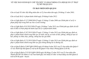Quyết định 01/2014/QĐ-UBND Quy chế tổ chức hoạt động của Đội Quản lý trật tự đô thị Quận 8 Hồ Chí Minh