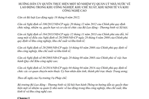 Thông tư 32/2014/TT-BLĐTBXH ủy quyền quản lý lao động khu công nghiệp khu chế xuất khu kinh tế khu công nghệ cao