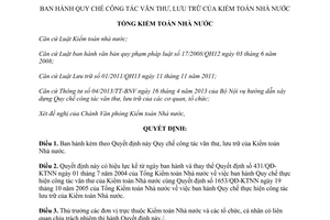 Quyết định 2175/QĐ-KTNN năm 2014 Quy chế công tác văn thư lưu trữ Kiểm toán Nhà nước