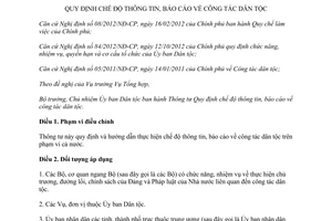 Thông tư 04/2014/TT-UBDT chế độ thông tin báo cáo công tác dân tộc