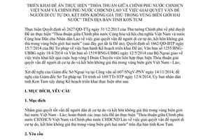 Kế hoạch 3123/KH-UBND 2014 Thực hiện thỏa thuận với Lào về người di cư tự do trong biên giới Kon Tum