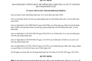 Quyết định 2660/2014/QĐ-UBND rà soát hệ thống hóa kiểm tra xử lý văn bản quy phạm pháp luật Hải Phòng