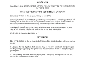 Quyết định 813/QĐ-TCTHADS 2014 tiêu chí xác định việc thi hành án dân sự trọng điểm