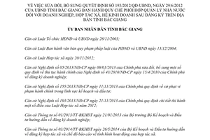 Quyết định 805/2014/QĐ-UBND sửa đổi 193/2012/QĐ-UBND quản lý Nhà nước doanh nghiệp hợp tác xã Bắc Giang